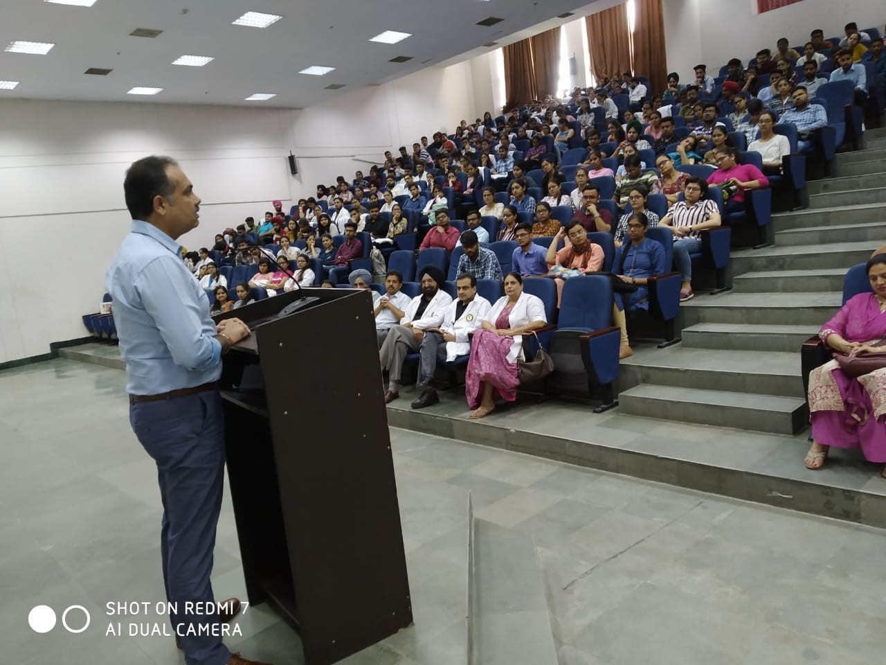 Mr. Amit Singh Resident Director addressing a joint session of MBBS Batch 2018 and 2019